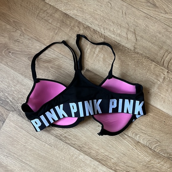 VS PINK LOGO Black Racer Back Bra - Picture 2 of 3